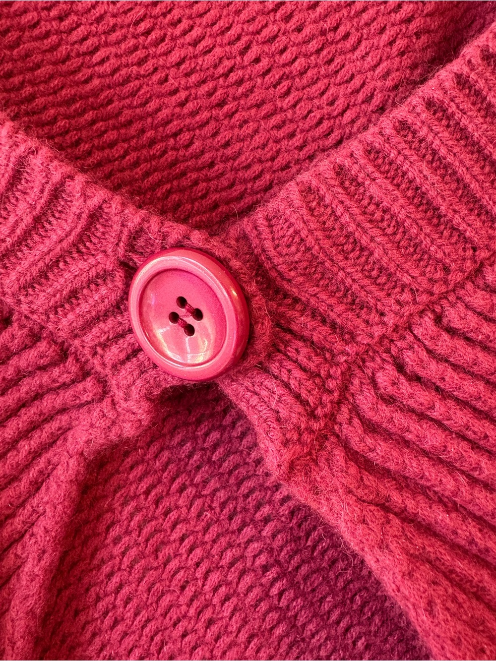 MaxMara Cropped Ribbed Cardigan Burgundy One Button Wool Size L - Picture 6 of 9